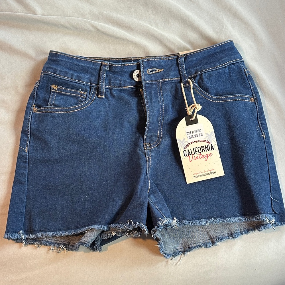 Women's High Waisted Blue Denim Shorts